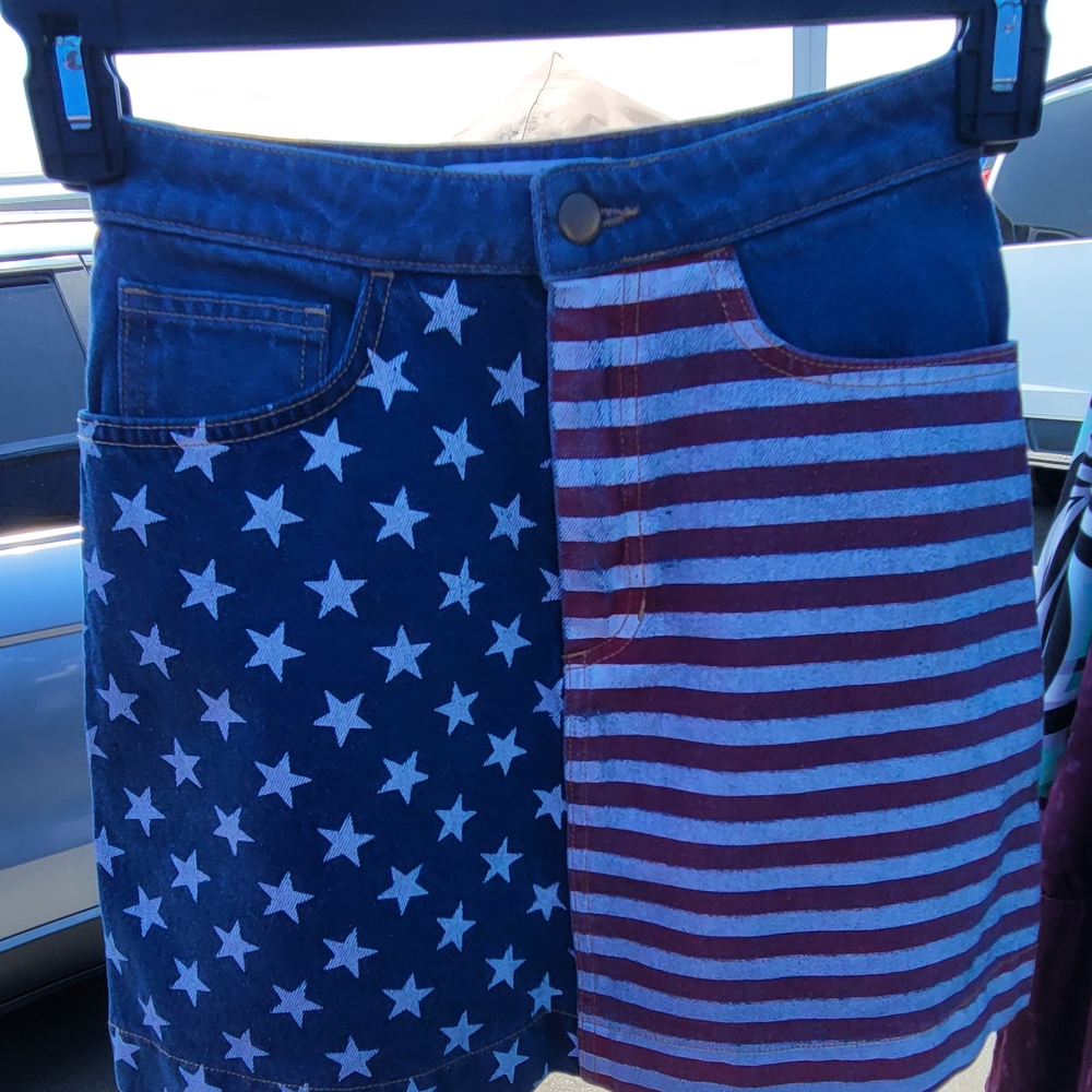 American Flag Denim Skirt